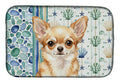 Fawn Chihuahua Coastal Sea Glass Dish Drying Mat Absorbent Dish Drying Mat Pad for Kitchen Counter Dish Drainer Mat for Countertop, 14 x 21", Multicolor
