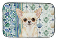 Cream Chihuahua Coastal Sea Glass Dish Drying Mat Absorbent Dish Drying Mat Pad for Kitchen Counter Dish Drainer Mat for Countertop, 14 x 21", Multicolor