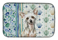 Hairless Mottled Pattern Chinese Crested Coastal Sea Glass Dish Drying Mat Absorbent Dish Drying Mat Pad for Kitchen Counter Dish Drainer Mat for Countertop, 14 x 21", Multicolor