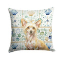 Hairless Palomino Chinese Crested Coastal Sea Glass Decorative Throw Pillow 14x14 Indoor Outdoor Accent Cushion, Fabric Cover with Insert for Sofa, Bed, Porch & Living Room