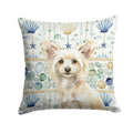 Powderpuff Chinese Crested Coastal Sea Glass Decorative Throw Pillow 18x18 Indoor Outdoor Accent Cushion, Fabric Cover with Insert for Sofa, Bed, Porch & Living Room