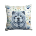 Blue Chow Chow Coastal Sea Glass Decorative Throw Pillow 14x14 Indoor Outdoor Accent Cushion, Fabric Cover with Insert for Sofa, Bed, Porch & Living Room