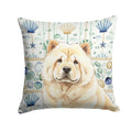 Cream Chow Chow Coastal Sea Glass Decorative Throw Pillow 14x14 Indoor Outdoor Accent Cushion, Fabric Cover with Insert for Sofa, Bed, Porch & Living Room