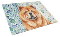 Red Chow Chow Coastal Sea Glass Cutting Board Tempered Glass Kitchen Cutting Surface, Heat Resistant Chopping, Non-Slip Feet, Food Prep & Serving