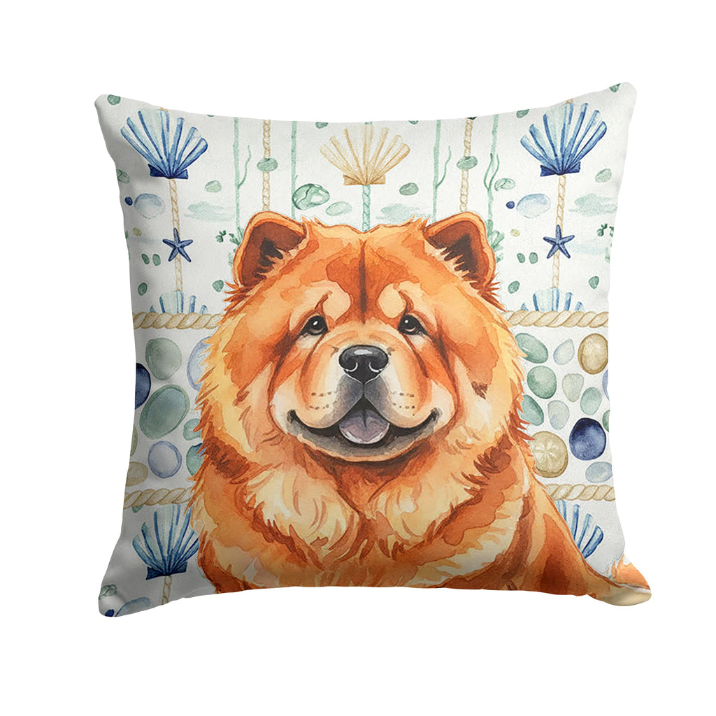 Red Chow Chow Coastal Sea Glass Decorative Throw Pillow 18x18 Indoor Outdoor Accent Cushion, Fabric Cover with Insert for Sofa, Bed, Porch & Living Room