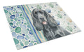 Black Cocker Spaniel Coastal Sea Glass Cutting Board Tempered Glass Kitchen Cutting Surface, Heat Resistant Chopping, Non-Slip Feet, Food Prep & Serving