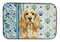 Buff Cocker Spaniel Coastal Sea Glass Dish Drying Mat Absorbent Dish Drying Mat Pad for Kitchen Counter Dish Drainer Mat for Countertop, 14 x 21", Multicolor
