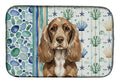 Chocolate Cocker Spaniel Coastal Sea Glass Dish Drying Mat Absorbent Dish Drying Mat Pad for Kitchen Counter Dish Drainer Mat for Countertop, 14 x 21", Multicolor