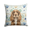 Chocolate Cocker Spaniel Coastal Sea Glass Decorative Throw Pillow 18x18 Indoor Outdoor Accent Cushion, Fabric Cover with Insert for Sofa, Bed, Porch & Living Room