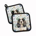 Parti Cocker Spaniel Coastal Sea Glass Pot Holder Set of 2 Heat Resistant Quilted Hot Pads 7.5 x 7.5 Inch, Insulated Kitchen Trivets for Cooking & Baking