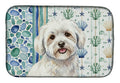 Coton de Tulear Coastal Sea Glass Dish Drying Mat Absorbent Dish Drying Mat Pad for Kitchen Counter Dish Drainer Mat for Countertop, 14 x 21", Multicolor
