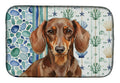 Chocolate and Tan Dachshund Coastal Sea Glass Dish Drying Mat Absorbent Dish Drying Mat Pad for Kitchen Counter Dish Drainer Mat for Countertop, 14 x 21", Multicolor