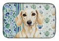 Cream Dachshund Coastal Sea Glass Dish Drying Mat Absorbent Dish Drying Mat Pad for Kitchen Counter Dish Drainer Mat for Countertop, 14 x 21", Multicolor