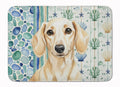 Cream Dachshund Coastal Sea Glass Memory Foam Kitchen Mat Machine Washable Anti-Fatigue Cushion Comfort Bath or Kitchen Rug