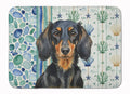 Longhaired Black and Tan Dachshund Coastal Sea Glass Memory Foam Kitchen Mat Machine Washable Anti-Fatigue Cushion Comfort Bath or Kitchen Rug