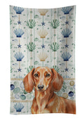 Red Brown Dachshund Coastal Sea Glass Kitchen Towel Velour Plush Front and Cotton Loop Back Machine Washable
