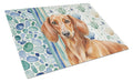 Red Brown Dachshund Coastal Sea Glass Cutting Board Tempered Glass Kitchen Cutting Surface, Heat Resistant Chopping, Non-Slip Feet, Food Prep & Serving