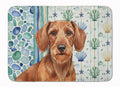 Wirehaired Red Dachshund Coastal Sea Glass Memory Foam Kitchen Mat Machine Washable Anti-Fatigue Cushion Comfort Bath or Kitchen Rug