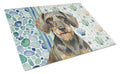 Wirehaired Wild Boar Dachshund Coastal Sea Glass Cutting Board Tempered Glass Kitchen Cutting Surface, Heat Resistant Chopping, Non-Slip Feet, Food Prep & Serving