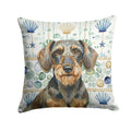 Wirehaired Wild Boar Dachshund Coastal Sea Glass Decorative Throw Pillow 18x18 Indoor Outdoor Accent Cushion, Fabric Cover with Insert for Sofa, Bed, Porch & Living Room