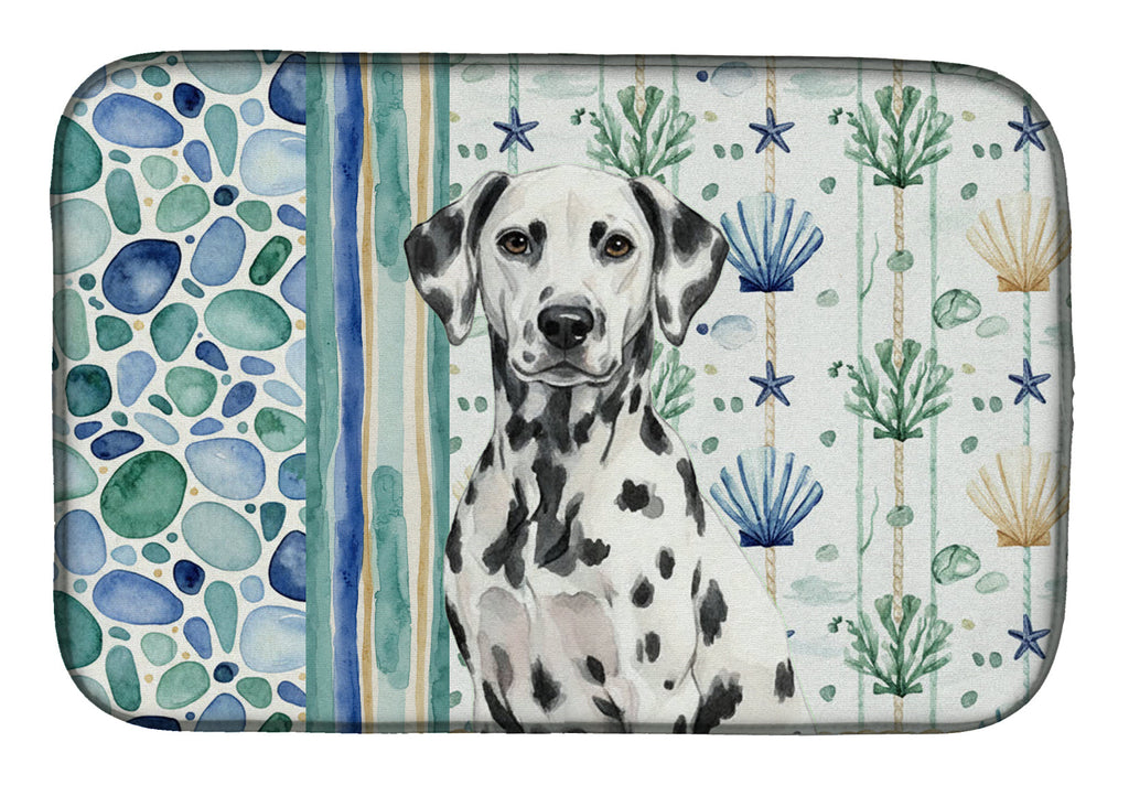 Dalmatian Coastal Sea Glass Dish Drying Mat Absorbent Dish Drying Mat Pad for Kitchen Counter Dish Drainer Mat for Countertop, 14 x 21", Multicolor