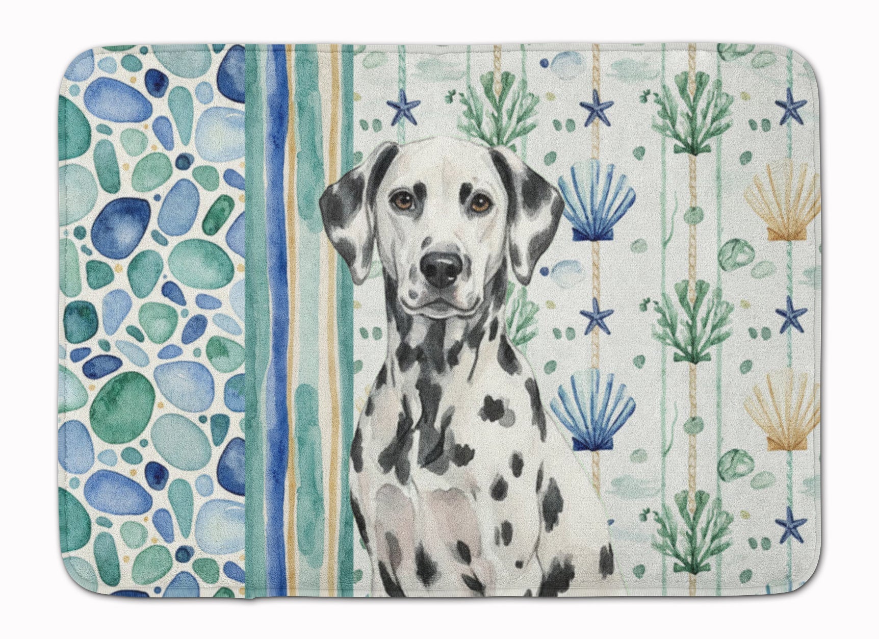 Dalmatian Coastal Sea Glass Memory Foam Kitchen Mat Machine Washable Anti-Fatigue Cushion Comfort Bath or Kitchen Rug