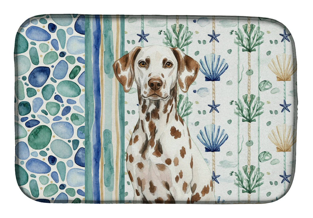 Liver Dalmatian Coastal Sea Glass Dish Drying Mat Absorbent Dish Drying Mat Pad for Kitchen Counter Dish Drainer Mat for Countertop, 14 x 21", Multicolor