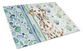Liver Dalmatian Coastal Sea Glass Cutting Board Tempered Glass Kitchen Cutting Surface, Heat Resistant Chopping, Non-Slip Feet, Food Prep & Serving