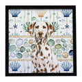 Liver Dalmatian Coastal Sea Glass Framed Metal Print Bathroom, Kitchen, Office, Home Decor Wall Art Ready to Hang, Square, 8X8