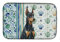 Doberman Pinscher Coastal Sea Glass Dish Drying Mat Absorbent Dish Drying Mat Pad for Kitchen Counter Dish Drainer Mat for Countertop, 14 x 21", Multicolor