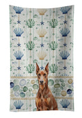 Red Doberman Pinscher Coastal Sea Glass Kitchen Towel Velour Plush Front and Cotton Loop Back Machine Washable
