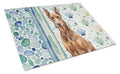 Red Doberman Pinscher Coastal Sea Glass Cutting Board Tempered Glass Kitchen Cutting Surface, Heat Resistant Chopping, Non-Slip Feet, Food Prep & Serving