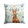Red Doberman Pinscher Coastal Sea Glass Decorative Throw Pillow 14x14 Indoor Outdoor Accent Cushion, Fabric Cover with Insert for Sofa, Bed, Porch & Living Room