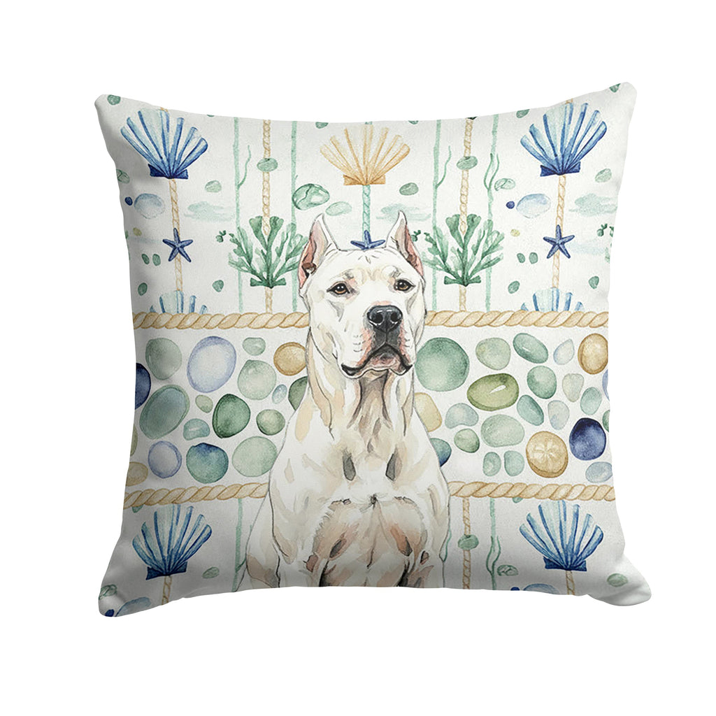 Dogo Argentino Coastal Sea Glass Decorative Throw Pillow 18x18 Indoor Outdoor Accent Cushion, Fabric Cover with Insert for Sofa, Bed, Porch & Living Room