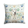 Dogo Argentino Coastal Sea Glass Decorative Throw Pillow 18x18 Indoor Outdoor Accent Cushion, Fabric Cover with Insert for Sofa, Bed, Porch & Living Room
