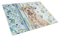Isabella Dogue de Bordeaux Coastal Sea Glass Cutting Board Tempered Glass Kitchen Cutting Surface, Heat Resistant Chopping, Non-Slip Feet, Food Prep & Serving