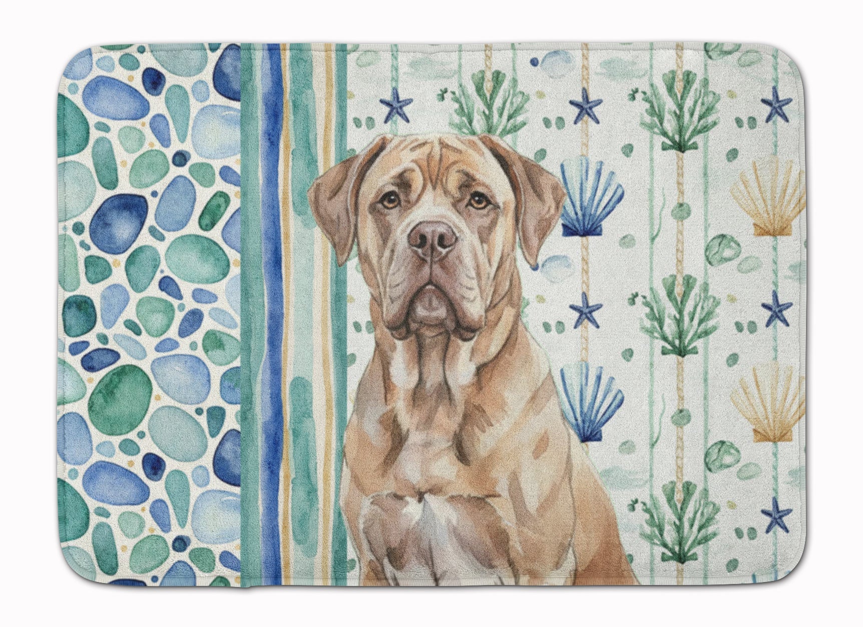 Isabella Dogue de Bordeaux Coastal Sea Glass Memory Foam Kitchen Mat Machine Washable Anti-Fatigue Cushion Comfort Bath or Kitchen Rug
