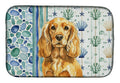 Golden English Cocker Spaniel Coastal Sea Glass Dish Drying Mat Absorbent Dish Drying Mat Pad for Kitchen Counter Dish Drainer Mat for Countertop, 14 x 21", Multicolor