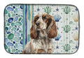 Liver Roan English Cocker Spaniel Coastal Sea Glass Dish Drying Mat Absorbent Dish Drying Mat Pad for Kitchen Counter Dish Drainer Mat for Countertop, 14 x 21", Multicolor