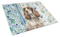 Liver Roan English Cocker Spaniel Coastal Sea Glass Cutting Board Tempered Glass Kitchen Cutting Surface, Heat Resistant Chopping, Non-Slip Feet, Food Prep & Serving