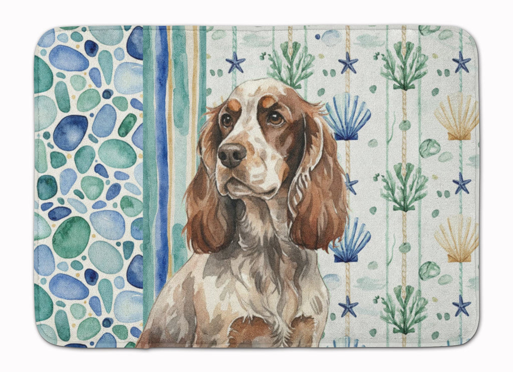 Liver Roan English Cocker Spaniel Coastal Sea Glass Memory Foam Kitchen Mat Machine Washable Anti-Fatigue Cushion Comfort Bath or Kitchen Rug