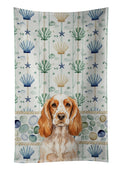 Orange Roan English Cocker Spaniel Coastal Sea Glass Kitchen Towel Velour Plush Front and Cotton Loop Back Machine Washable