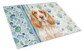 Orange Roan English Cocker Spaniel Coastal Sea Glass Cutting Board Tempered Glass Kitchen Cutting Surface, Heat Resistant Chopping, Non-Slip Feet, Food Prep & Serving