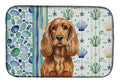 Red English Cocker Spaniel Coastal Sea Glass Dish Drying Mat Absorbent Dish Drying Mat Pad for Kitchen Counter Dish Drainer Mat for Countertop, 14 x 21", Multicolor