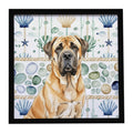 Fawn English Mastiff Coastal Sea Glass Framed Metal Print Bathroom, Kitchen, Office, Home Decor Wall Art Ready to Hang, Square, 8X8