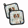 Tricolor English Setter Coastal Sea Glass Pot Holder Set of 2 Heat Resistant Quilted Hot Pads 7.5 x 7.5 Inch, Insulated Kitchen Trivets for Cooking & Baking