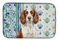 Liver and White English Springer Spaniel Coastal Sea Glass Dish Drying Mat Absorbent Dish Drying Mat Pad for Kitchen Counter Dish Drainer Mat for Countertop, 14 x 21", Multicolor