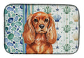Ruby English Toy Spaniel Coastal Sea Glass Dish Drying Mat Absorbent Dish Drying Mat Pad for Kitchen Counter Dish Drainer Mat for Countertop, 14 x 21", Multicolor