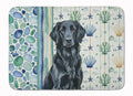Black Flat-Coated Retriever Coastal Sea Glass Memory Foam Kitchen Mat Machine Washable Anti-Fatigue Cushion Comfort Bath or Kitchen Rug