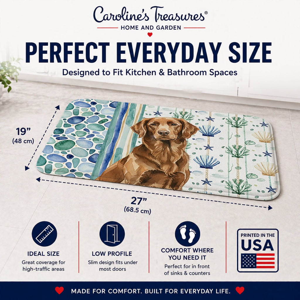 Liver Flat-Coated Retriever Coastal Sea Glass Memory Foam Kitchen Mat Machine Washable Anti-Fatigue Cushion Comfort Bath or Kitchen Rug